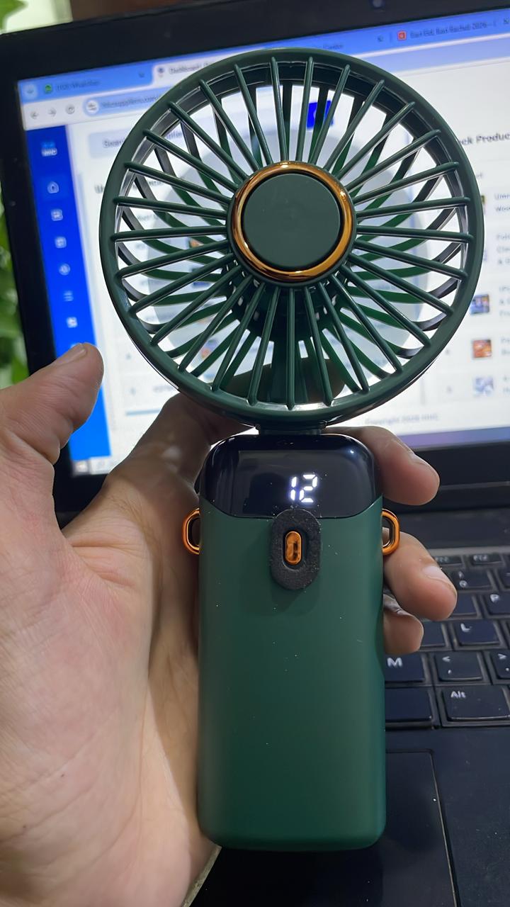 Rechargeable Hand Fan with LED Display – 5 Speed Portable Mini Fan | Habysha