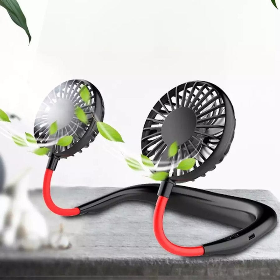 Hands-free neck fan worn around neck