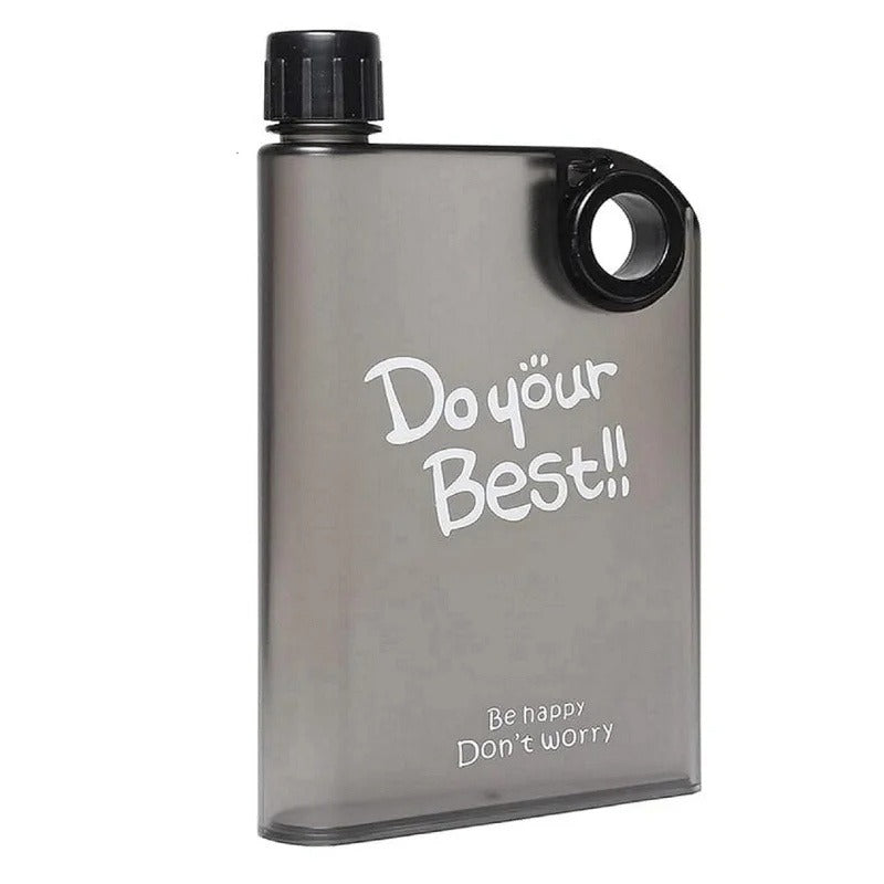 Flat reusable bottle fits in bag