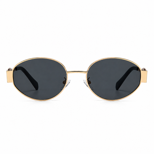 Retro Gold Oval Metal Sunglasses (UV400)