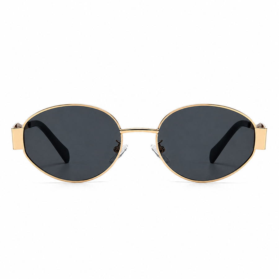 Retro Gold Oval Metal Sunglasses (UV400)