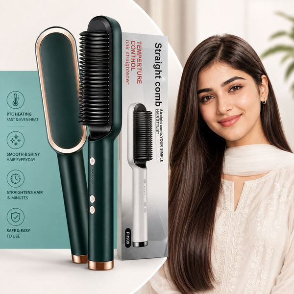 2-in-1 Electric Hair Straightening Brush
