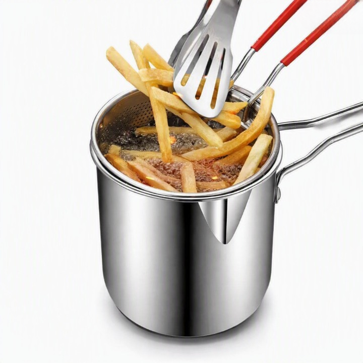 Deep Frying Pot with Strainer Basket 1200ml