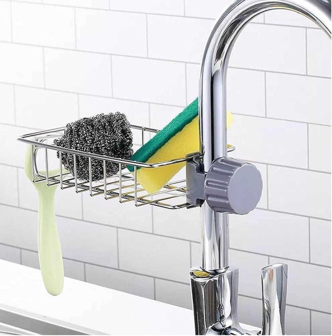 Soap dispensing scrubber and caddy rack