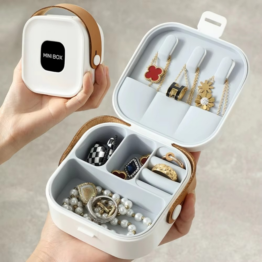 Portable Jewelry Organizer Box with Mirror