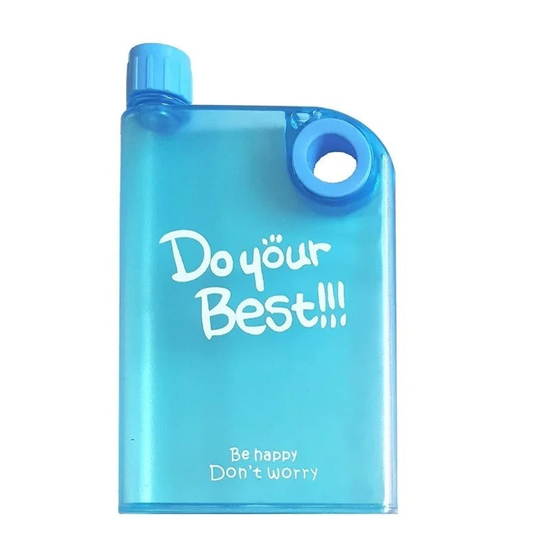 Notebook style slim water bottle