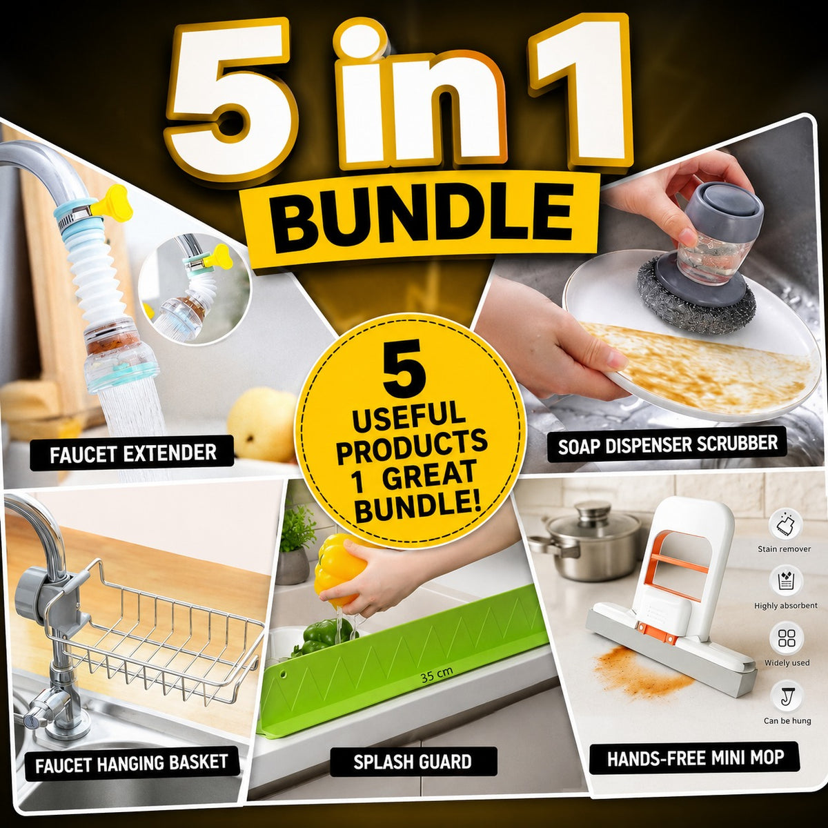 5-in-1 Kitchen Cleaning & Sink Organizer Bundle